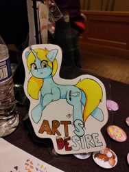 Size: 3076x4096 | Tagged: safe, artist:taurson, imported from derpibooru, oc, oc only, oc:art's desire, pony, unicorn, everfree northwest, everfree northwest 2021, female, mare, photo, solo, traditional art