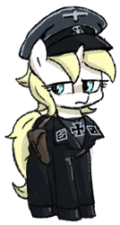 Size: 264x491 | Tagged: safe, artist:plunger, imported from derpibooru, oc, oc only, oc:panzerstute, pony, unicorn, clothes, hat, iron cross, nazi, schutzstaffel, simple background, solo, uniform, white background