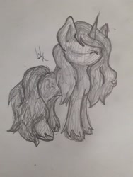 Size: 1548x2064 | Tagged: safe, imported from derpibooru, izzy moonbow, pony, unicorn, spoiler:g5, g5, mlpg5, mlpgen5, monochrome, pencil drawing, solo, traditional art