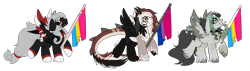 Size: 4000x1132 | Tagged: safe, artist:inspiredpixels, imported from derpibooru, oc, oc only, original species, pony, bisexual pride flag, floppy ears, freckles, pansexual pride flag, pride, pride flag, simple background, spread wings, transparent background, unshorn fetlocks, wings