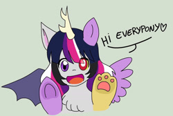 Size: 1682x1131 | Tagged: safe, artist:lolly-creepypasta, imported from derpibooru, oc, oc:chaotica, draconequus, hybrid, pony, child, heart, heterochromia, interspecies offspring, offspring, parent:discord, parent:twilight sparkle, parent:twilight sparkle (alicorn), parents:discolight, simple background, talking to viewer