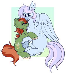 Size: 761x832 | Tagged: safe, artist:lulubell, imported from derpibooru, oc, oc only, oc:esther wake, oc:withania nightshade, earth pony, hippogriff, pony, earth pony oc, hippogriff oc, hug