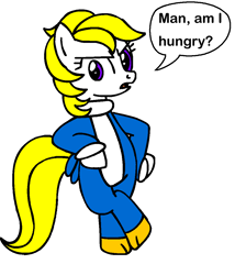 Size: 954x1117 | Tagged: safe, artist:superman64, imported from derpibooru, surprise, bird, pegasus, pony, billy west, black text, clothes, costume, crossover, difficult delivery, g1, g1 to g4, g4, generation leap, gloves, narrowed eyes, simple background, speech bubble, text, the new woody woodpecker show, voice acting, voice actor joke, white background, woodpecker, woody woodpecker
