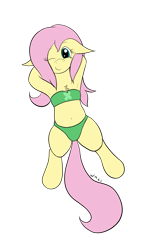 Size: 2225x3560 | Tagged: safe, artist:wapamario63, imported from ponybooru, fluttershy, pony, armpits, bra, bra on pony, chest fluff, clothes, cute, female, hooves behind head, looking at you, lying down, mare, on back, one eye closed, panties, shyabetes, solo, swimsuit, two piece swimsuit, underwear, wingless, wink, winking at you