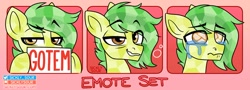 Size: 1200x432 | Tagged: safe, artist:sickly-sour, imported from derpibooru, oc, oc only, crystal pony, pony, emote set, sad, solo