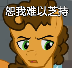 Size: 2302x2171 | Tagged: safe, artist:cozy cloud, artist:煦矞, edit, imported from derpibooru, cheese sandwich, earth pony, pony, caption, chinese character, high res, image macro, solo, text