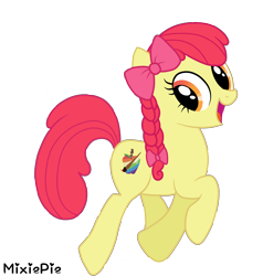 Size: 4000x4207 | Tagged: safe, artist:mixiepie, imported from derpibooru, apple bloom, earth pony, pony, alternate cutie mark, alternate hairstyle, braid, female, mare, older, older apple bloom, open mouth, open smile, smiling, solo