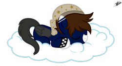 Size: 1208x652 | Tagged: safe, artist:princessmoonsilver, imported from derpibooru, oc, oc only, oc:souldreamy, pegasus, pony, cloud, male, simple background, sleeping, solo, stallion, transparent background