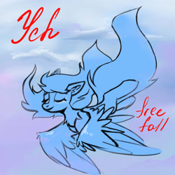 Size: 4000x4000 | Tagged: safe, imported from derpibooru, pegasus, pony, unicorn, commission, falling, flying, freefall, in the sky, sky, solo, ych sketch, your character here