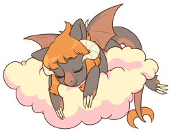 Size: 1260x1000 | Tagged: safe, artist:lavvythejackalope, imported from derpibooru, oc, oc only, dragon, cloud, commission, dragon oc, eyes closed, on a cloud, simple background, sleeping, smiling, solo, transparent background, ych result