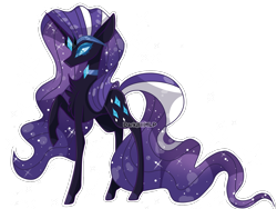 Size: 1600x1200 | Tagged: safe, artist:darkjillmlp123, imported from derpibooru, nightmare rarity, pony, unicorn, blue eyes, colored pupils, crown, ethereal mane, eyelashes, female, flowing mane, flowing tail, gem, horn, jewelry, necklace, purple mane, purple tail, raised hoof, regalia, simple background, solo, sparkles, starry mane, tail, transparent background