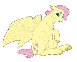 Size: 2762x2239 | Tagged: safe, artist:snspony, imported from derpibooru, fluttershy, pegasus, pony, butterscotch, high res, nudity, rule 63, sheath, sitting, solo