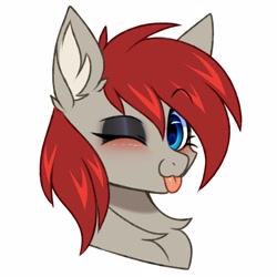 Size: 3000x3000 | Tagged: safe, artist:pesty_skillengton, imported from derpibooru, oc, oc only, oc:ponepony, pony, bust, high res, one eye closed, portrait, simple background, solo, tongue out, white background