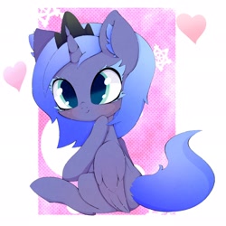 Size: 2048x2048 | Tagged: safe, artist:zokkili, imported from derpibooru, princess luna, alicorn, pony, colored eyelashes, female, filly, heart, high res, looking at you, solo, woona, younger