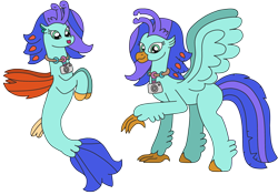 Size: 3060x2157 | Tagged: safe, artist:supahdonarudo, imported from derpibooru, oc, oc only, oc:sea lilly, classical hippogriff, hippogriff, seapony (g4), camera, high res, jewelry, necklace, raised leg, simple background, story included, transparent background