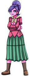 Size: 1416x3600 | Tagged: safe, artist:artemis-polara, imported from derpibooru, cookie crumbles, human, equestria girls, boots, breasts, busty cookie crumbles, cleavage, clothes, dress, equestria girls-ified, female, milf, scarf, shirt, shoes, simple background, solo, transparent background