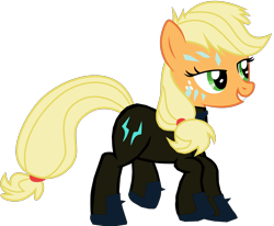 Size: 1280x1054 | Tagged: safe, artist:benpictures1, imported from derpibooru, imported from ponybooru, applejack, earth pony, pony, comic:the storm kingdom, my little pony: the movie, bad end, bodysuit, clothes, command 6, commander applejack, crystal of light, female, inkscape, mare, solo, vector