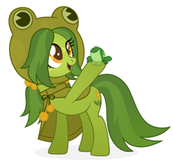Size: 1920x1785 | Tagged: safe, artist:kabuvee, imported from derpibooru, oc, oc only, earth pony, frog, pony, female, mare, simple background, solo, transparent background
