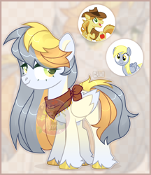 Size: 2830x3280 | Tagged: safe, artist:camikamen, imported from derpibooru, braeburn, derpy hooves, pegasus, pony, clothes, fusion, high res, scarf, wings