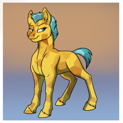 Size: 1000x1000 | Tagged: safe, artist:foxenawolf, imported from derpibooru, oc, oc only, oc:citrine quartz, crystal pony, earth pony, pony, fanfic:quantum gallop, female, gradient background, mare, solo, unshorn fetlocks