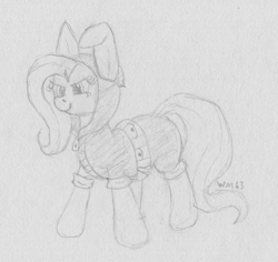 Size: 1860x1753 | Tagged: safe, artist:wapamario63, imported from ponybooru, fluttershy, pegasus, pony, clothes, costume, cute, dangerous mission outfit, female, goggles, hoodie, mare, missing wing, monochrome, shyabetes, sketch, solo, traditional art