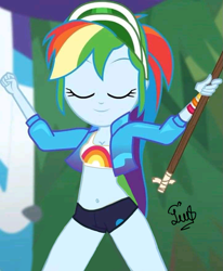 Size: 723x879 | Tagged: safe, artist:flutteryaylove, edit, edited screencap, imported from derpibooru, screencap, rainbow dash, equestria girls, equestria girls series, sunset's backstage pass!, spoiler:eqg series (season 2), belly button, eyes closed, female, smiling, solo