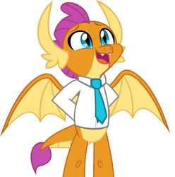 Size: 1280x1288 | Tagged: safe, artist:disneymarvel96, artist:jhayarr23, edit, imported from derpibooru, vector edit, smolder, dragon, marks for effort, clothes, dragoness, female, necktie, open mouth, shirt, simple background, solo, vector, white background