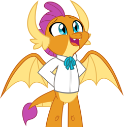 Size: 5144x5232 | Tagged: safe, alternate version, artist:disneymarvel96, artist:jhayarr23, edit, imported from derpibooru, vector edit, smolder, dragon, marks for effort, bowtie, clothes, dragoness, female, open mouth, ribbon bow tie, shirt, show accurate, simple background, solo, string tie, vector, white background