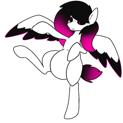 Size: 3000x3000 | Tagged: safe, artist:mimicryfluffoarts, imported from derpibooru, oc, oc only, oc:shy art, pegasus, pony, belly, bipedal, female, high res, mare, simple background, smiling, standing, standing on one leg, transparent background