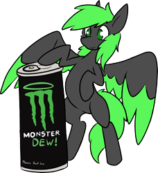 Size: 2077x2274 | Tagged: safe, artist:mimicryfluffoarts, imported from derpibooru, oc, oc only, oc:green lightning, pegasus, pony, bipedal, high res, male, monster energy, pegasus oc, simple background, smiling, solo, stallion, transparent background, wings