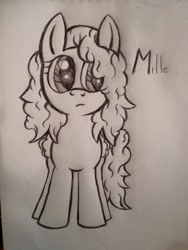 Size: 720x960 | Tagged: safe, artist:millefaller, imported from derpibooru, oc, oc only, pegasus, pony, female, frown, lineart, mare, pegasus oc, signature, solo, traditional art, wings