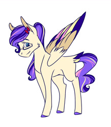 Size: 1131x1300 | Tagged: safe, artist:artfestation, imported from derpibooru, oc, oc only, pegasus, pony, colored hooves, female, magical lesbian spawn, mare, offspring, parent:fluttershy, parent:twilight sparkle, parents:twishy, pegasus oc, simple background, smiling, white background, wings