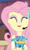 Size: 1123x1867 | Tagged: safe, imported from derpibooru, screencap, fluttershy, best in show: the victory lap, equestria girls, equestria girls series, spoiler:eqg series (season 2), ^^, clothes, cropped, cute, cutie mark on clothes, earpiece, eyes closed, eyeshadow, fluttershy boho dress, geode of fauna, giggling, grin, hairpin, happy, jewelry, magical geodes, makeup, microphone, necklace, pet show logo, pink eyeshadow, pink hair, shyabetes, sleeveless, smiling, solo, yellow skin