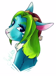 Size: 2278x3111 | Tagged: safe, artist:artfestation, imported from derpibooru, oc, oc only, sheep, bust, high res, simple background, smiling, solo, white background