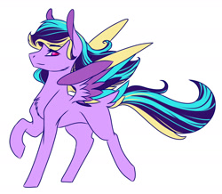 Size: 1714x1494 | Tagged: safe, artist:artfestation, imported from derpibooru, oc, oc only, pegasus, pony, magical lesbian spawn, male, offspring, parent:rainbow dash, parent:twilight sparkle, parents:twidash, pegasus oc, raised hoof, simple background, stallion, white background, wings