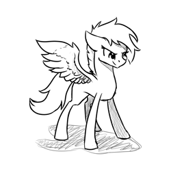 Size: 1800x1800 | Tagged: safe, artist:joan-grace, imported from derpibooru, firefly, pegasus, pony, female, lineart, mare, monochrome, smiling, wings