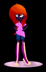 Size: 2739x4290 | Tagged: safe, artist:aonairfaol, imported from derpibooru, oc, oc only, equestria girls, base used, black background, boots, clothes, female, hand on hip, high heel boots, looking up, shoes, simple background, solo