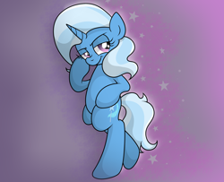 Size: 3372x2732 | Tagged: safe, artist:background basset, imported from derpibooru, trixie, pony, unicorn, bipedal, high res, horn, lying down, smug, solo, stars