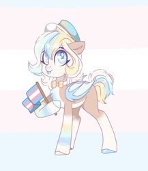 Size: 862x994 | Tagged: safe, artist:cosmicblaze, artist:cosmicblaze_, imported from derpibooru, oc, oc only, bat pony, pony, bat pony oc, bat wings, flag, pride, pride flag, solo, transgender pride flag, wings