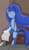 Size: 1147x1960 | Tagged: safe, alternate version, artist:solid shrimp, color edit, edit, imported from derpibooru, princess luna, alicorn, pony, bed, blushing, colored, colored lineart, sitting, solo, wingless