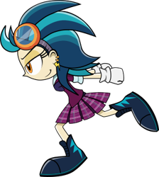 Size: 313x350 | Tagged: safe, artist:cinder vel, imported from derpibooru, indigo zap, equestria girls, female, lidded eyes, side view, simple background, smiling, smirk, solo, sonic the hedgehog (series), transparent background, yuji uekawa style