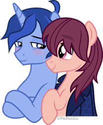 Size: 1920x2320 | Tagged: safe, artist:limedazzle, imported from derpibooru, oc, oc only, oc:allen, oc:james, earth pony, pony, unicorn, blushing, clothes, gay, male, simple background, stallion, transparent background