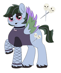 Size: 1273x1536 | Tagged: safe, artist:colorcodetheartist, imported from derpibooru, oc, oc only, oc:snipp scissors, pegasus, spoiler:my little pony: a new generation, g5, goth, magical lesbian spawn, makeup, my little pony: a new generation, offspring, parent:pipp petals, parent:zipp storm, parents:pippzipp, product of incest, unshorn fetlocks