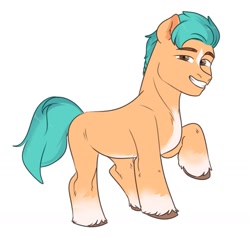 Size: 1561x1486 | Tagged: safe, artist:_birbsy_, imported from derpibooru, hitch trailblazer, earth pony, pony, spoiler:g5, g5, looking at you, male, my little pony: a new generation, simple background, smiling, solo, stallion, white background