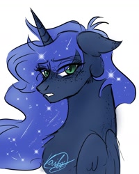 Size: 1340x1677 | Tagged: safe, artist:kaifeather, imported from derpibooru, princess luna, alicorn, pony, adorable face, cute, shy, solo