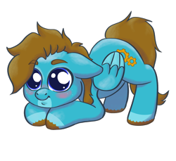 Size: 1200x1100 | Tagged: safe, artist:vernon_n_n, imported from derpibooru, oc, oc only, oc:carbon, pegasus, pony, big eyes, blue eyes, blushing, brown mane, chibi, colored wings, cute, freckles, multicolored wings, pegasus oc, simple background, smiling, transparent background, unshorn fetlocks, wings