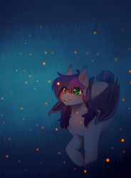 Size: 1024x1393 | Tagged: safe, artist:myralilth, imported from derpibooru, oc, oc only, bat pony, firefly (insect), insect, pony, female, mare, solo