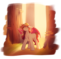 Size: 1024x998 | Tagged: safe, artist:myralilth, imported from derpibooru, oc, oc only, bat pony, frog, pony, female, mare, solo, tree