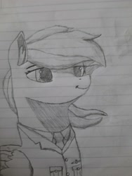 Size: 3000x4000 | Tagged: safe, artist:mrscroup, artist:mustaphatr, imported from derpibooru, rainbow dash, pegasus, pony, clothes, lined paper, necktie, solo, traditional art, uniform