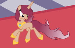 Size: 1042x670 | Tagged: safe, artist:aonairfaol, imported from derpibooru, oc, oc only, oc:princess iris, pony, unicorn, eyelashes, hoof shoes, horn, indoors, magical parthenogenic spawn, offspring, parent:princess celestia, peytral, unicorn oc